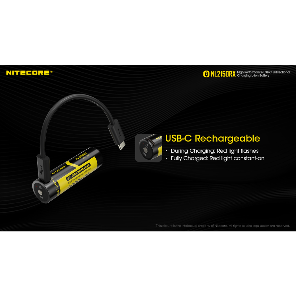 Gambar produk NITECORE Baterai Isi Ulang 21700 Flat Top Li-Ion 5000mAh 3.6V 1 PCS - NL2150RX - 4