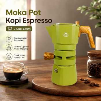 One Two Cups Moka Pot Teko Kopi Espresso Maker Double Valve 2Cup 120ml - L35