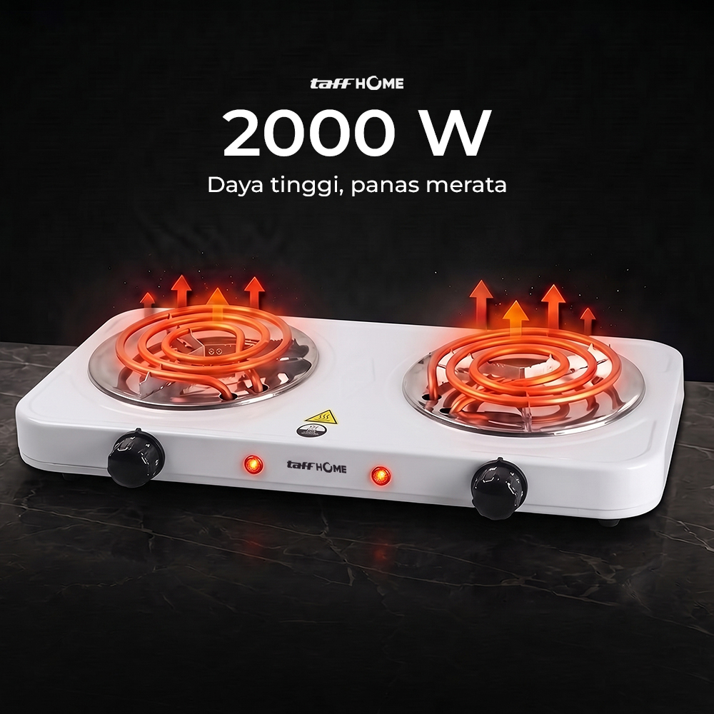 Gambar produk TaffHOME Kompor Listrik 2 Tungku Portable Coil Hot Plate 2000W - C2-2000-05 - 1