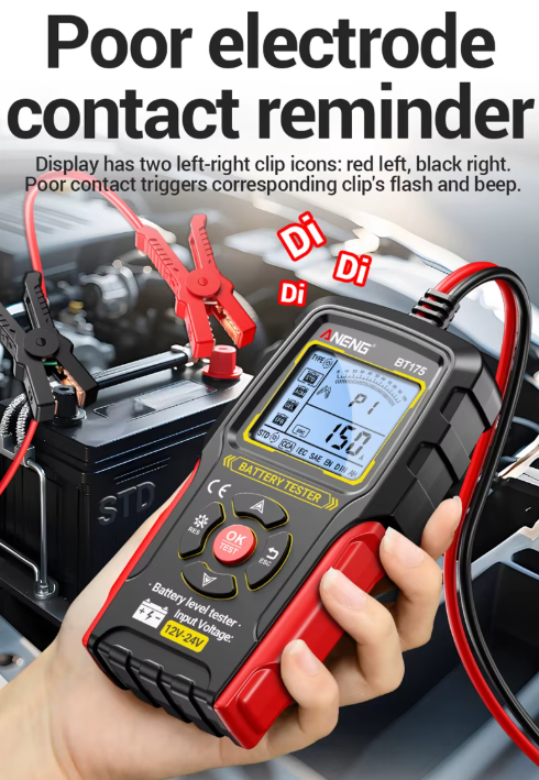 ANENG Tester Aki Mobil Digital CCA Alternator Diagnostic 12V/24V - BT175 Gambar produk ANENG Tester Aki Mobil Digital CCA Alternator Diagnostic 12V/24V - BT175 - 5