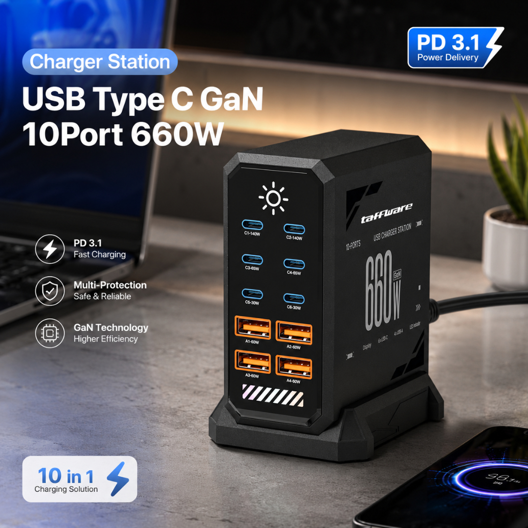 Gambar produk Taffware Charger Station Fast Charge Touch USB Type C GaN 10Port 660W - HW18 - Utama