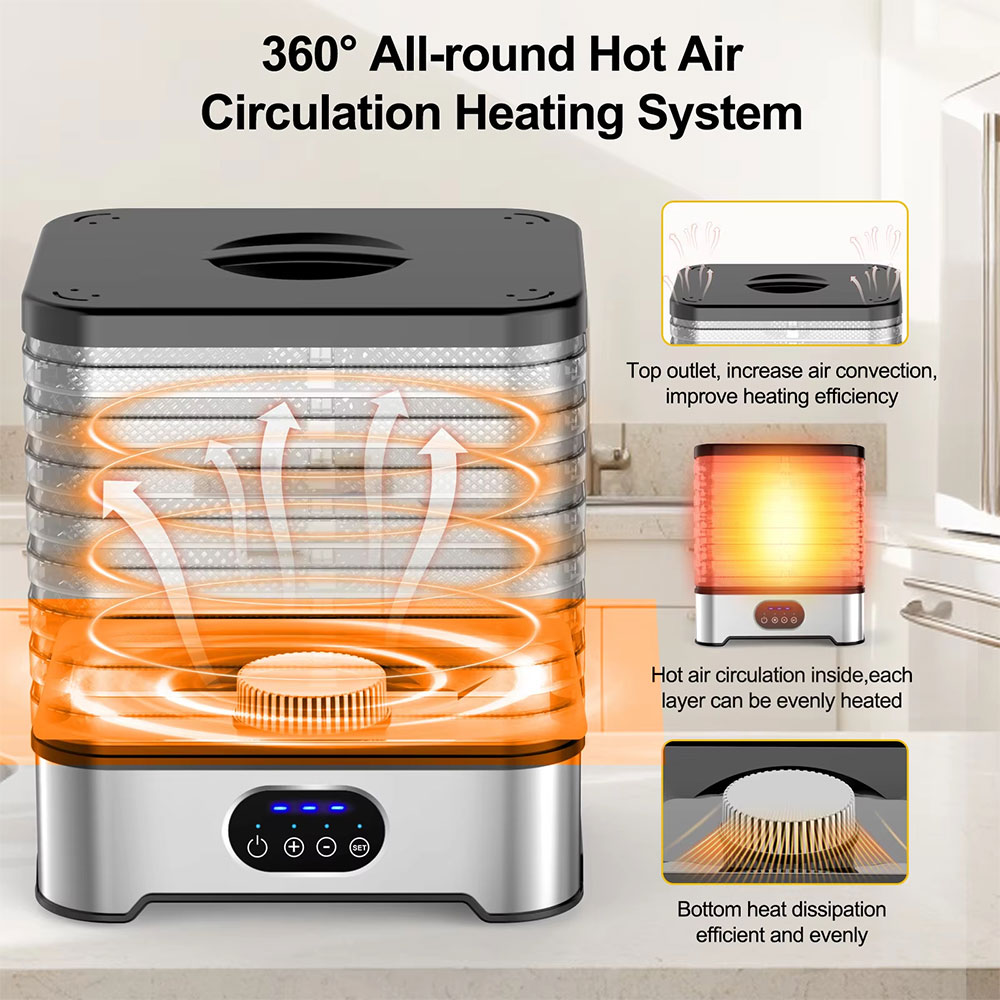 ZELP Mesin Pengering Makanan Food Dehydrator Touch Panel 8 Layer 400W - RZ-166 Gambar produk ZELP Mesin Pengering Makanan Food Dehydrator Touch Panel 8 Layer 400W - RZ-166 - 2