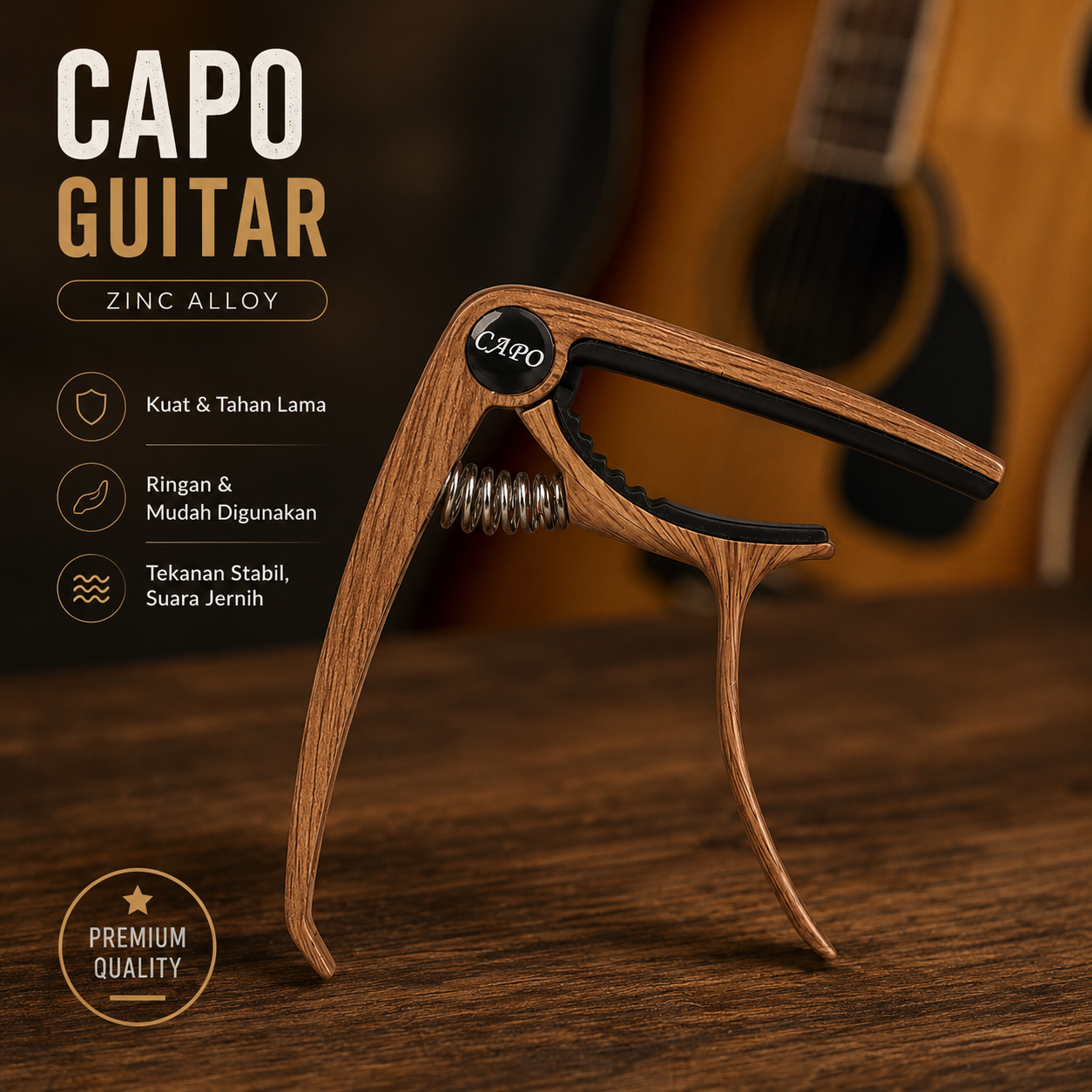 Gambar produk TaffSTUDIO Capo Gitar Zinc Alloy Bridge Pin Remover - QBJ - Utama