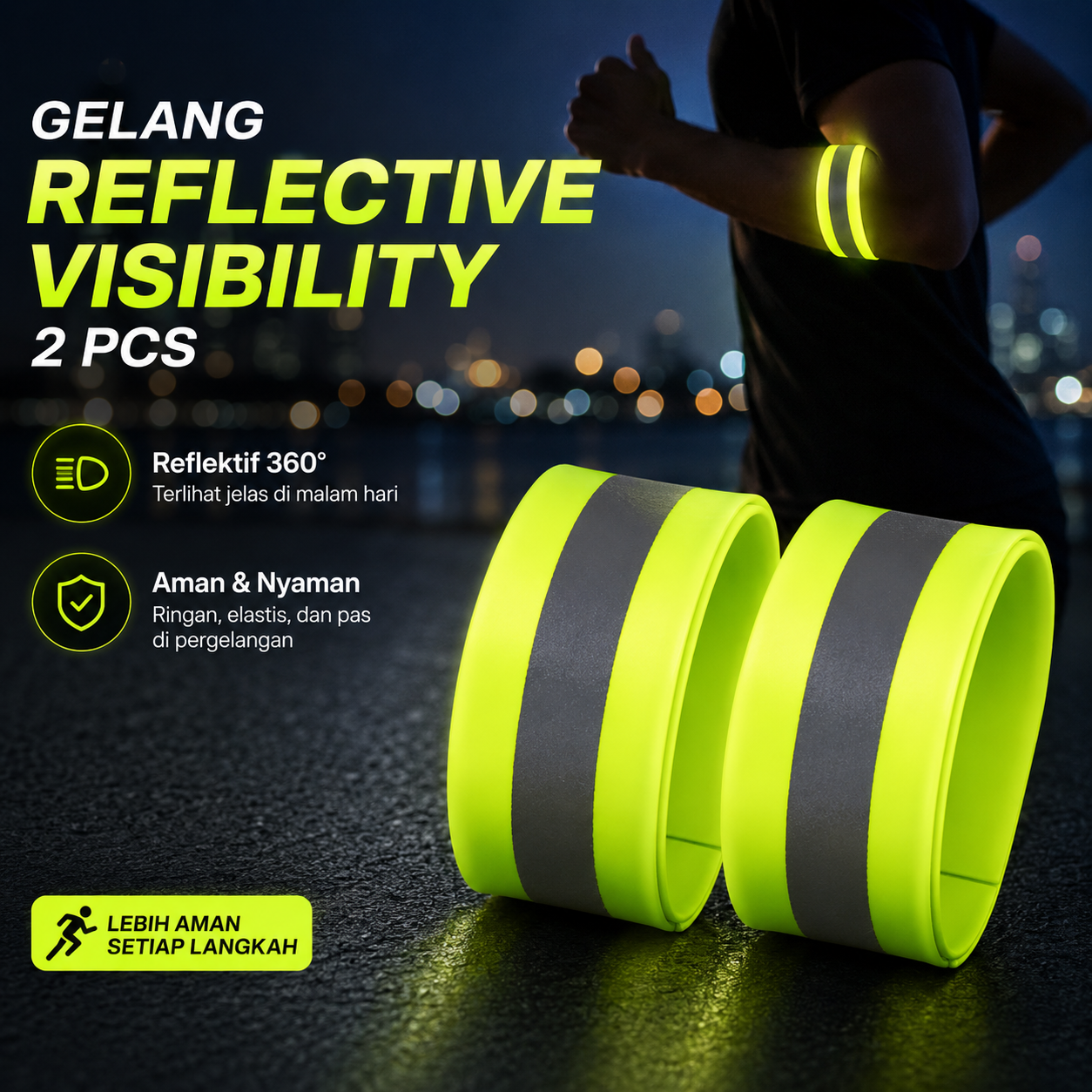 Gambar produk CEZMKIO Gelang Keselamatan Reflective Bracelet Visibility 2 PCS - B07 - Utama