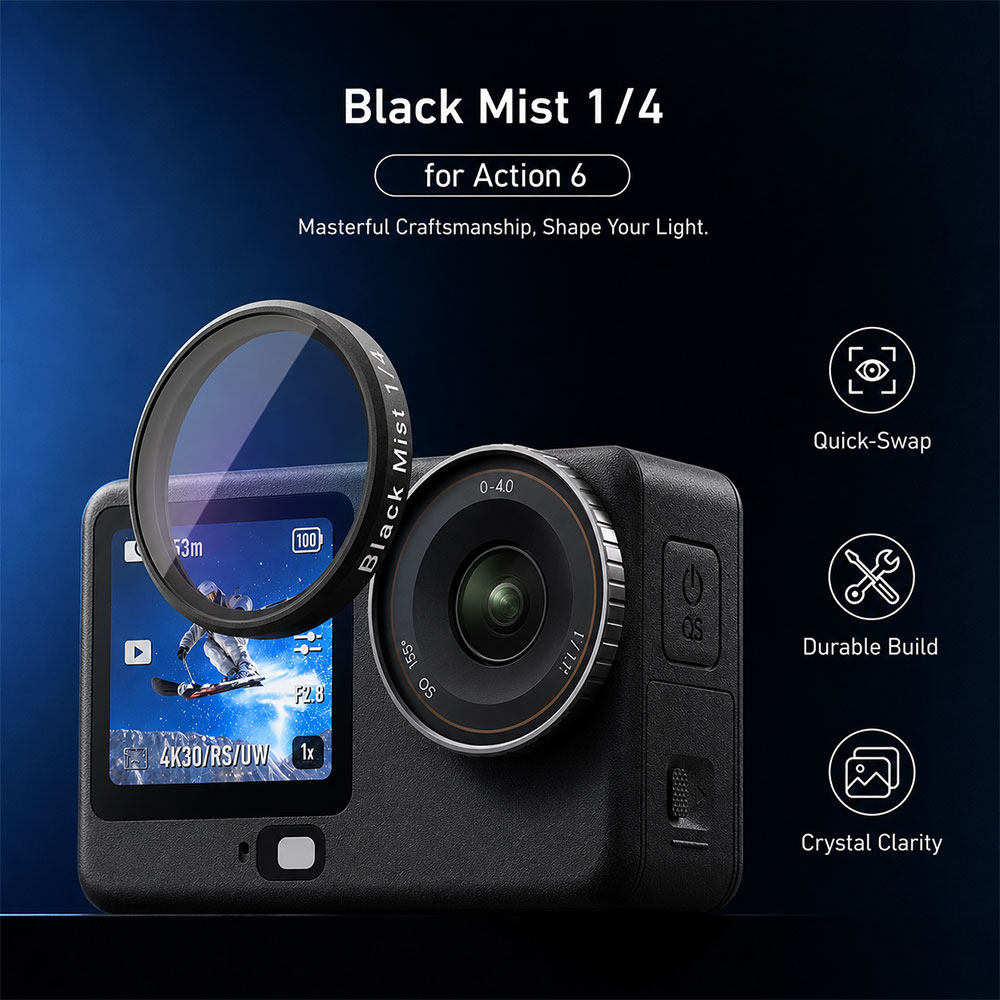Gambar produk TELESIN Lens Camera Filter Black Mist 1/4 for DJI Osmo Action 6 - S5-FLT-49-TDJ - Utama