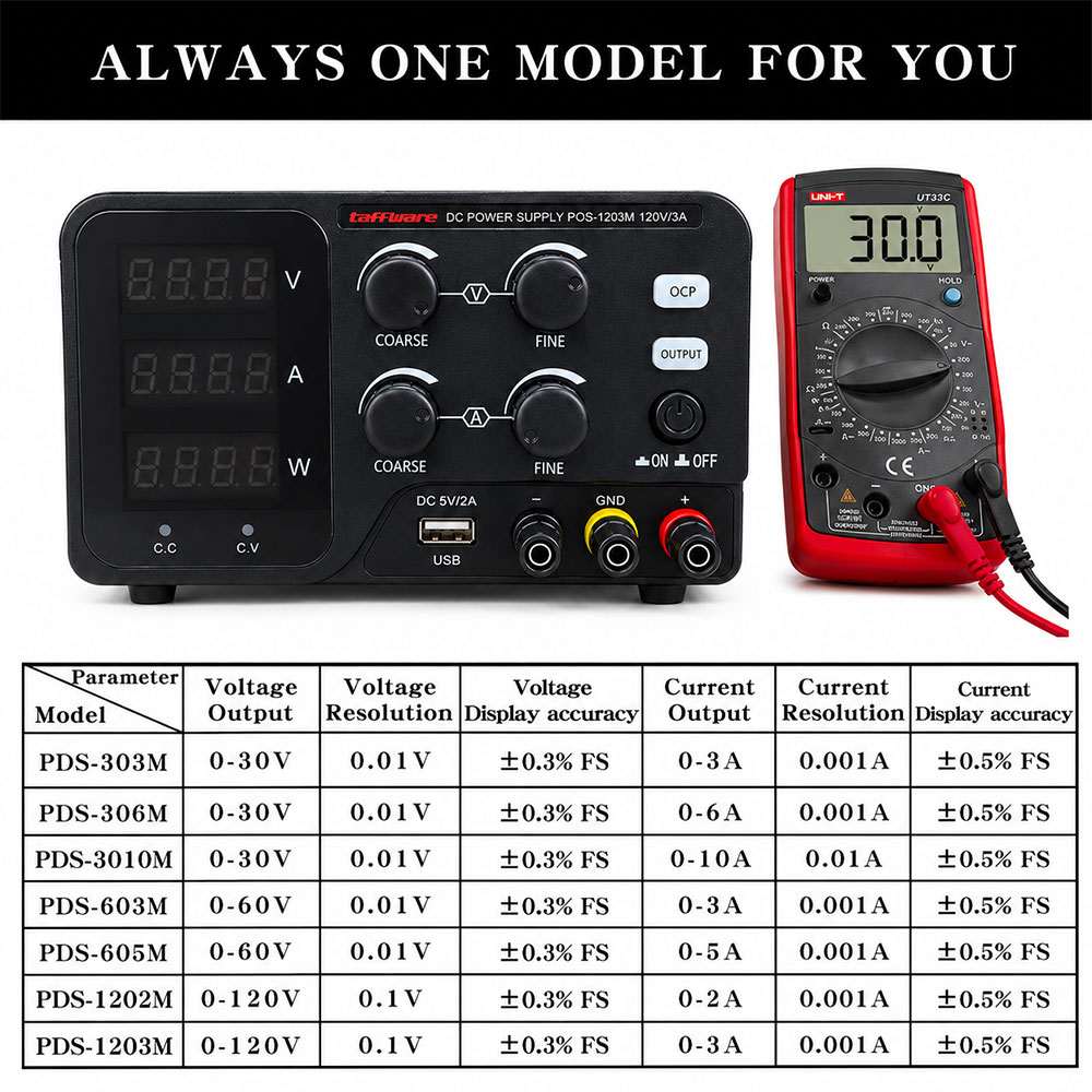 Gambar produk Taffware Adjustable DC Power Supply Variable Voltage 30V 10A 300W - PDS-3010M - 7