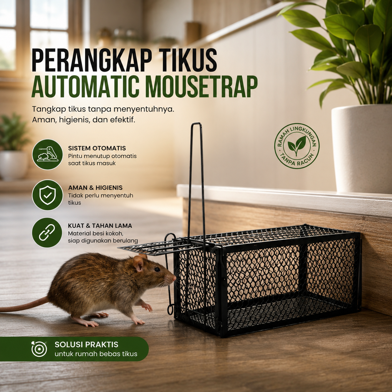 HOMEFI Jebakan Perangkap Tikus Kandang Besi Automatic Mousetrap - B-30 Gambar produk HOMEFI Jebakan Perangkap Tikus Kandang Besi Automatic Mousetrap - B-30 - Utama