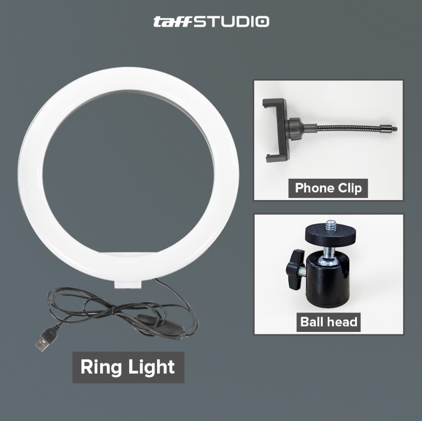 Gambar produk TaffSTUDIO Lampu Ring Light LED 3in1 Color Phone Holder 25.4cm 10W - QX-260 - 7