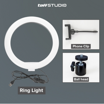 Gambar produk TaffSTUDIO Lampu Ring Light LED 3in1 Color Phone Holder 25.4cm 10W - QX-260 - 7