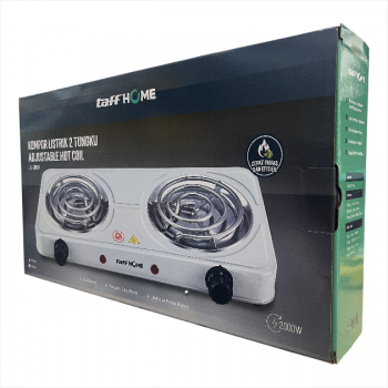 Gambar produk TaffHOME Kompor Listrik 2 Tungku Portable 5 Gear Coil Hot Plate 2000W - C2-2000-20 - Kemasan