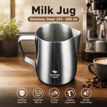 One Two Cups Milk Jug Pitcher Susu Latte Art Stainless Steel 304 600ml - DR-400