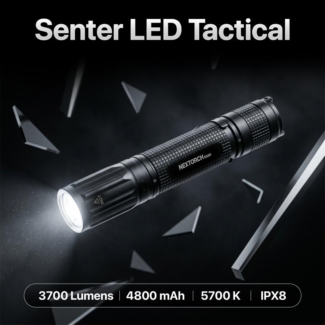 NEXTORCH Senter LED Mini Bright Tactical Waterproof IPX8 3700 Lumens - E52D Gambar produk NEXTORCH Senter LED Mini Bright Tactical Waterproof IPX8 3700 Lumens - E52D - Utama