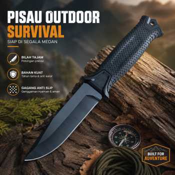 Slyz Pisau Outdoor Survival Straight Knife With Holster - Slzy50