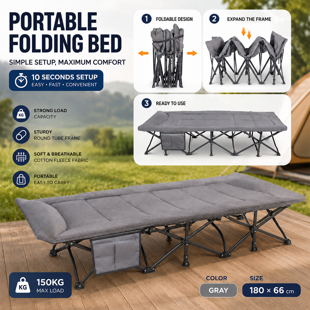 REDCAMP Ranjang Lipat Tempat Tidur Kasur Velved Folding Escort Bed - NG10 Gambar produk REDCAMP Ranjang Lipat Tempat Tidur Kasur Velved Folding Escort Bed - NG10 - Utama
