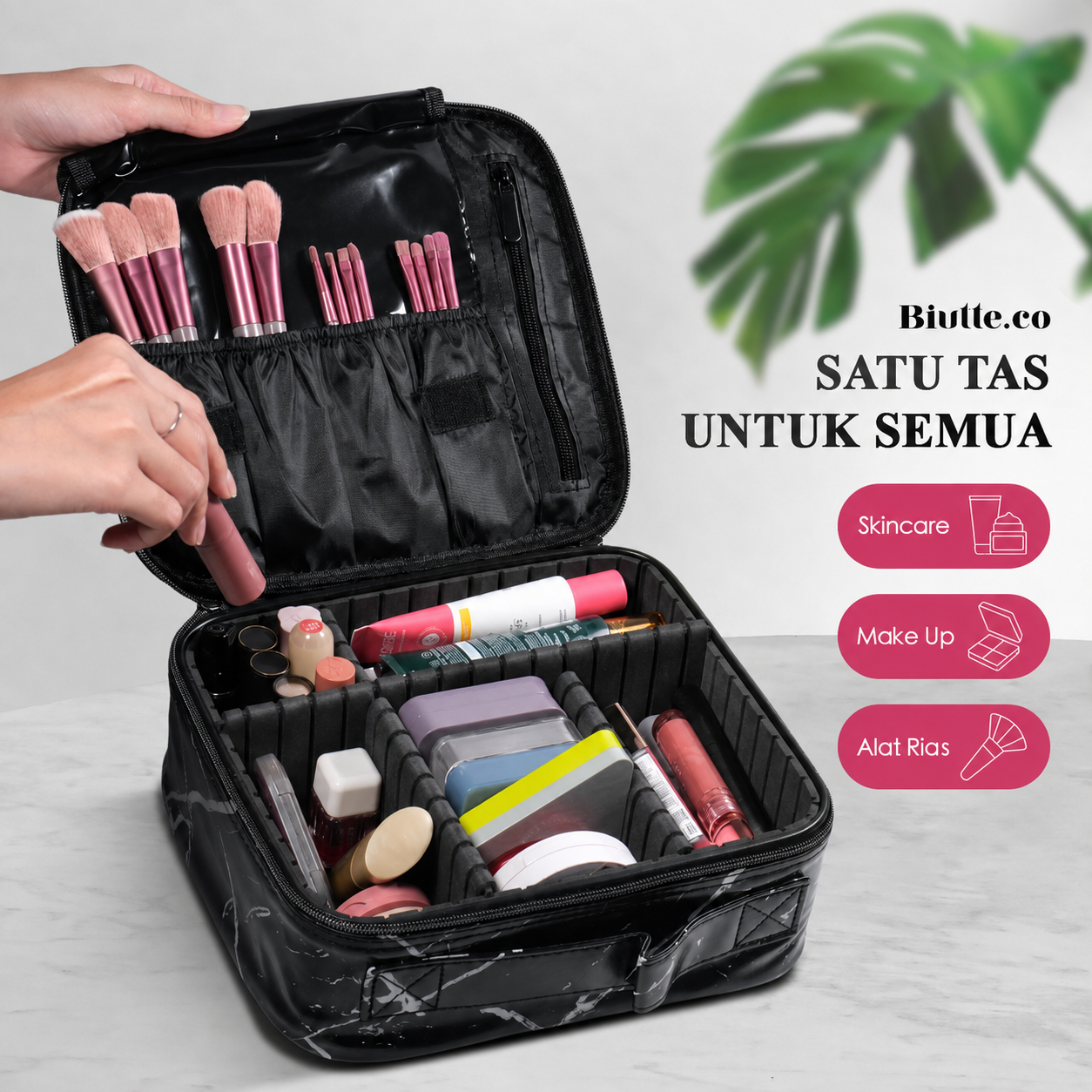 Biutte.co Tas Koper Make Up Travel Cosmetic Big Capacity Waterproof - F119 Gambar produk Biutte.co Tas Koper Make Up Travel Cosmetic Big Capacity Waterproof - F119 - 1