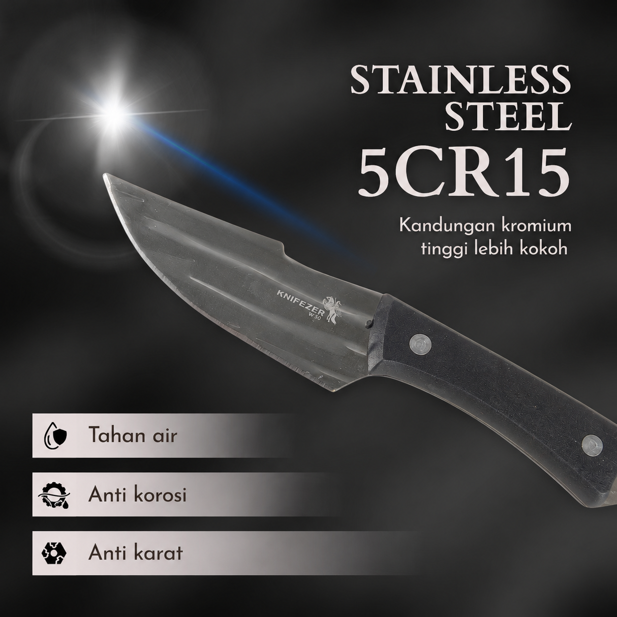 Gambar produk KNIFEZER Pisau Daging Stainless Steel 5Cr15 Forged Butcher Knife - W50 - 5