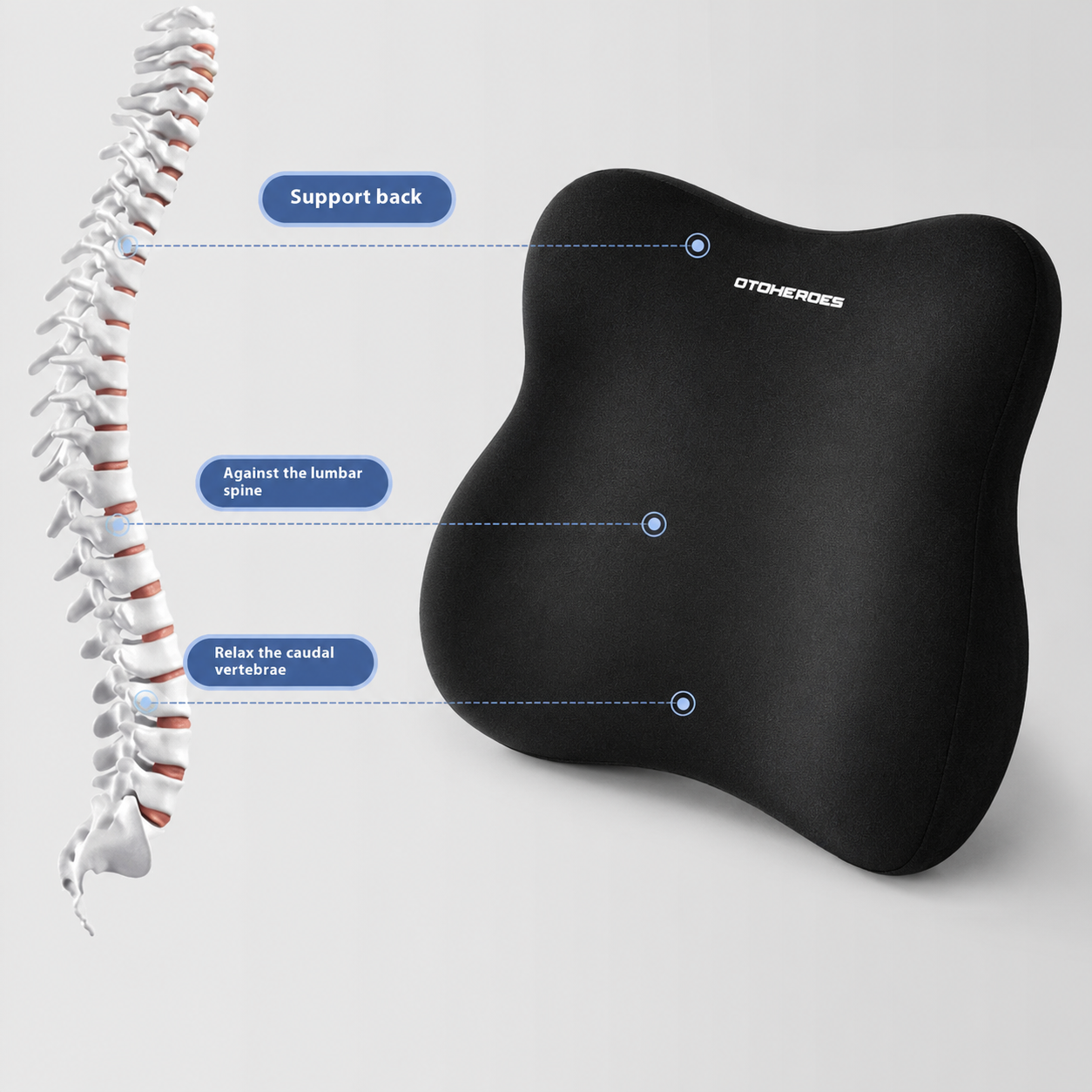OTOHEROES Bantal Punggung Kursi Lumbar Support Cushion Memory Foam - N-39 Gambar produk OTOHEROES Bantal Punggung Kursi Lumbar Support Cushion Memory Foam - N-39 - 4