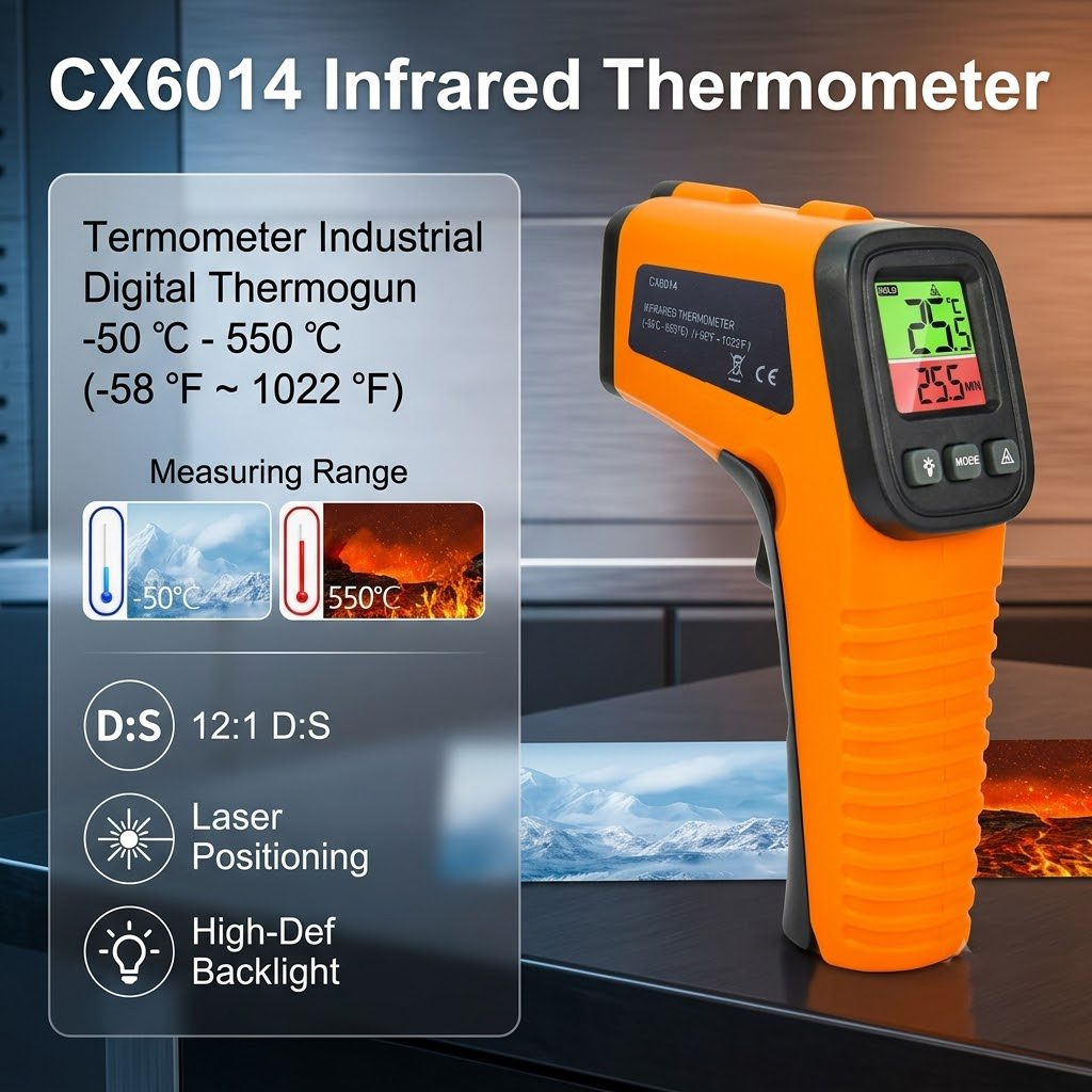 Anseny Termometer Industrial Digital Thermogun Infrared Dual Color LCD - CX6014 Gambar produk Anseny Termometer Industrial Digital Thermogun Infrared Dual Color LCD - CX6014 - Utama