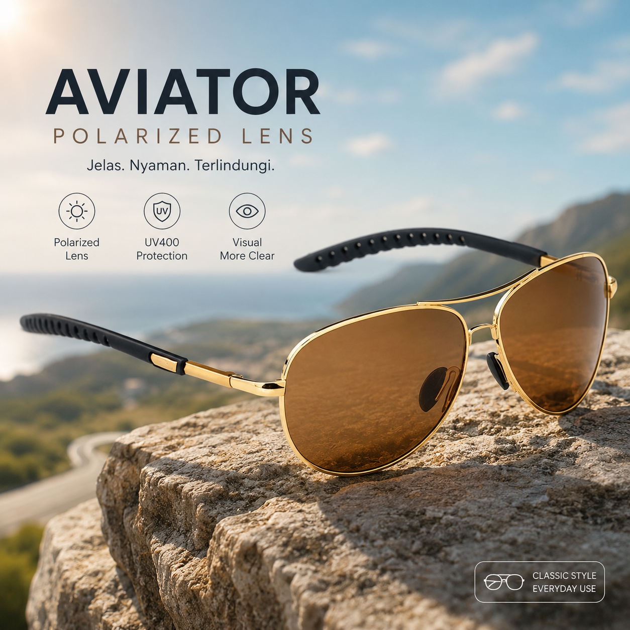VEITHDIA Kacamata Aviator Lensa TAC Frame Metal Polarized Sunglasses - V3088 Gambar produk VEITHDIA Kacamata Aviator Lensa TAC Frame Metal Polarized Sunglasses - V3088 - Utama