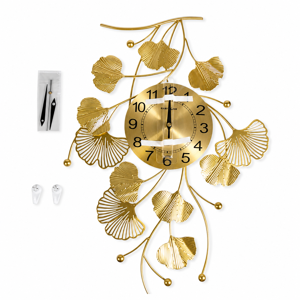 TaffHOME Jam Dinding Elegan Daun Ginkgo Quartz Movement 55cm - 26004 Gambar produk TaffHOME Jam Dinding Elegan Daun Ginkgo Quartz Movement 55cm - 26004 - 6