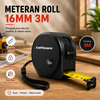 Taffware Meteran Roll Tukang Bangunan Measuring Tape Auto Lock - DSH-19