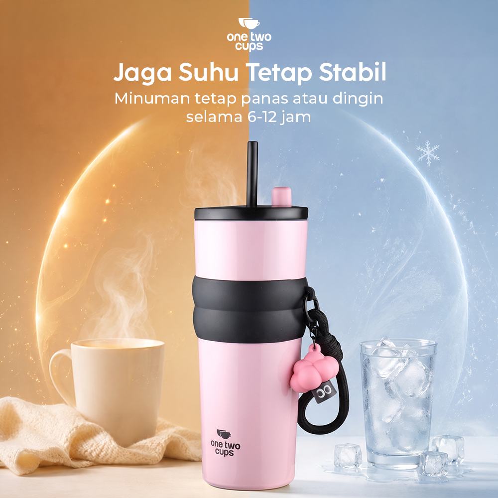 One Two Cups Botol Minum Tumbler Air Panas Dingin with Straw 710ml - YS-9000 Gambar produk One Two Cups Botol Minum Tumbler Air Panas Dingin with Straw 710ml - YS-9000 - 2