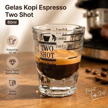Gambar produk One Two Cups Gelas Kopi Espresso Shot Measuring Cup Two Shot 60ml - MD19