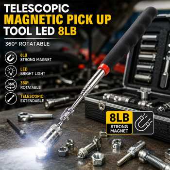 BTO Tongkat Telescopic Magnetic Pick Up Tool LED 8Lb 360 Rotatable - GJ0350