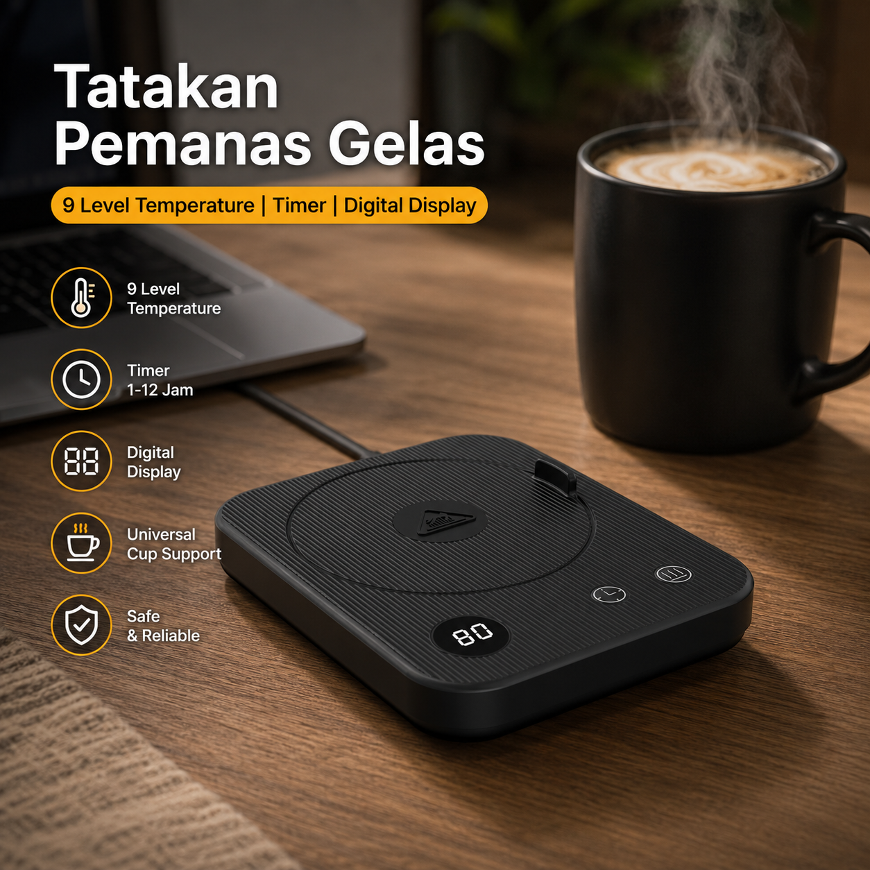 Donirt Tatakan Pemanas Gelas Coffee Cup Warmer Heating Pad Coaster - WJ-NB10 Gambar produk Donirt Tatakan Pemanas Gelas Coffee Cup Warmer Heating Pad Coaster - WJ-NB10 - Utama