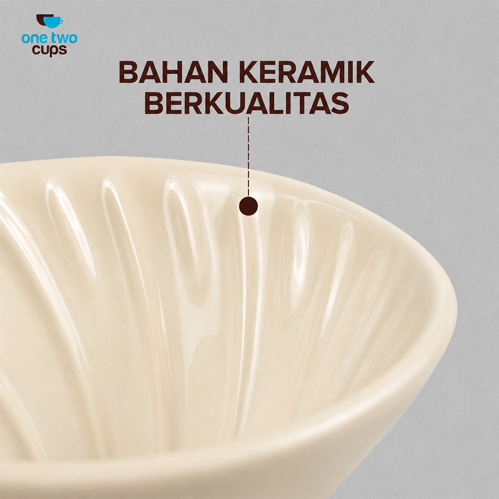 Gambar produk One Two Cups V60 Coffee Dripper Alat Seduh Kopi Manual Brew Keramik 1-4 Cups - ZM-639 - 4