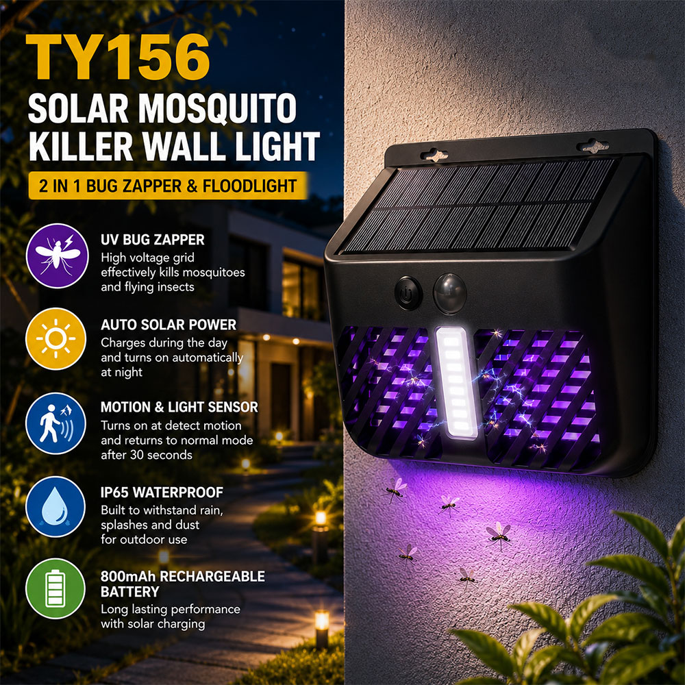 EM Lampu LED UV Anti Nyamuk 2in1 Solar Panel Mosquito Killer 800mAh - TY156 Gambar produk EM Lampu LED UV Anti Nyamuk 2in1 Solar Panel Mosquito Killer 800mAh - TY156 - Utama