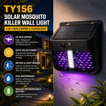 EM Lampu LED UV Anti Nyamuk 2in1 Solar Panel Mosquito Killer 800mAh - TY156