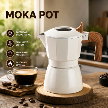 One Two Cups Moka Pot Teko Kopi Espresso Coffee Maker 2 Cup 100ml - L30