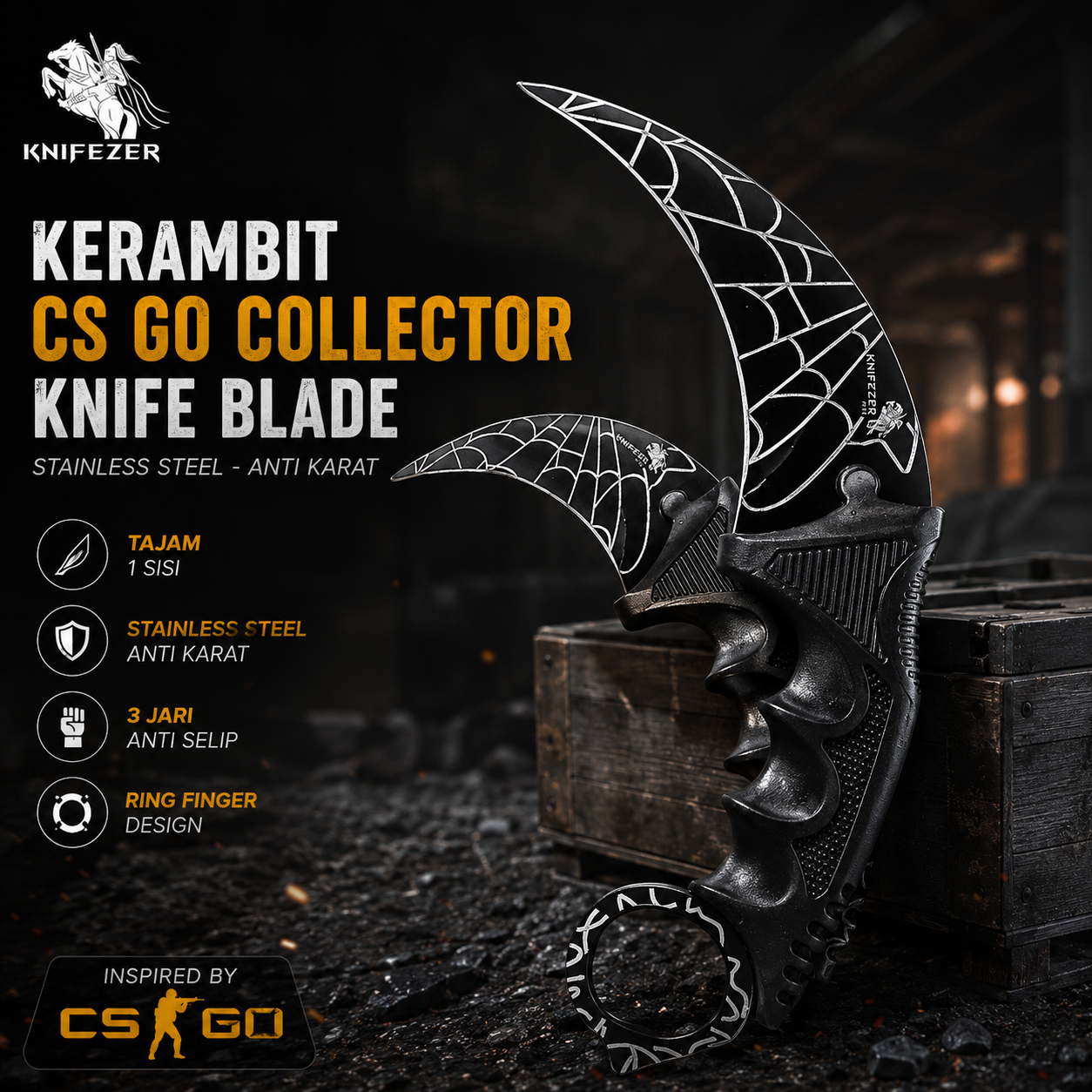 Gambar produk KNIFEZER Pisau Kerambit CS GO Collector Knife Blade Stainless Steel - H10 - Utama