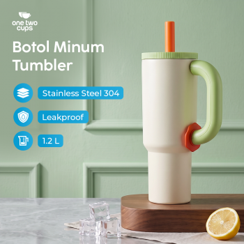 One Two Cups Botol Minum Tumbler Air Panas Dingin Handle Straw 1.2L - YS-1200