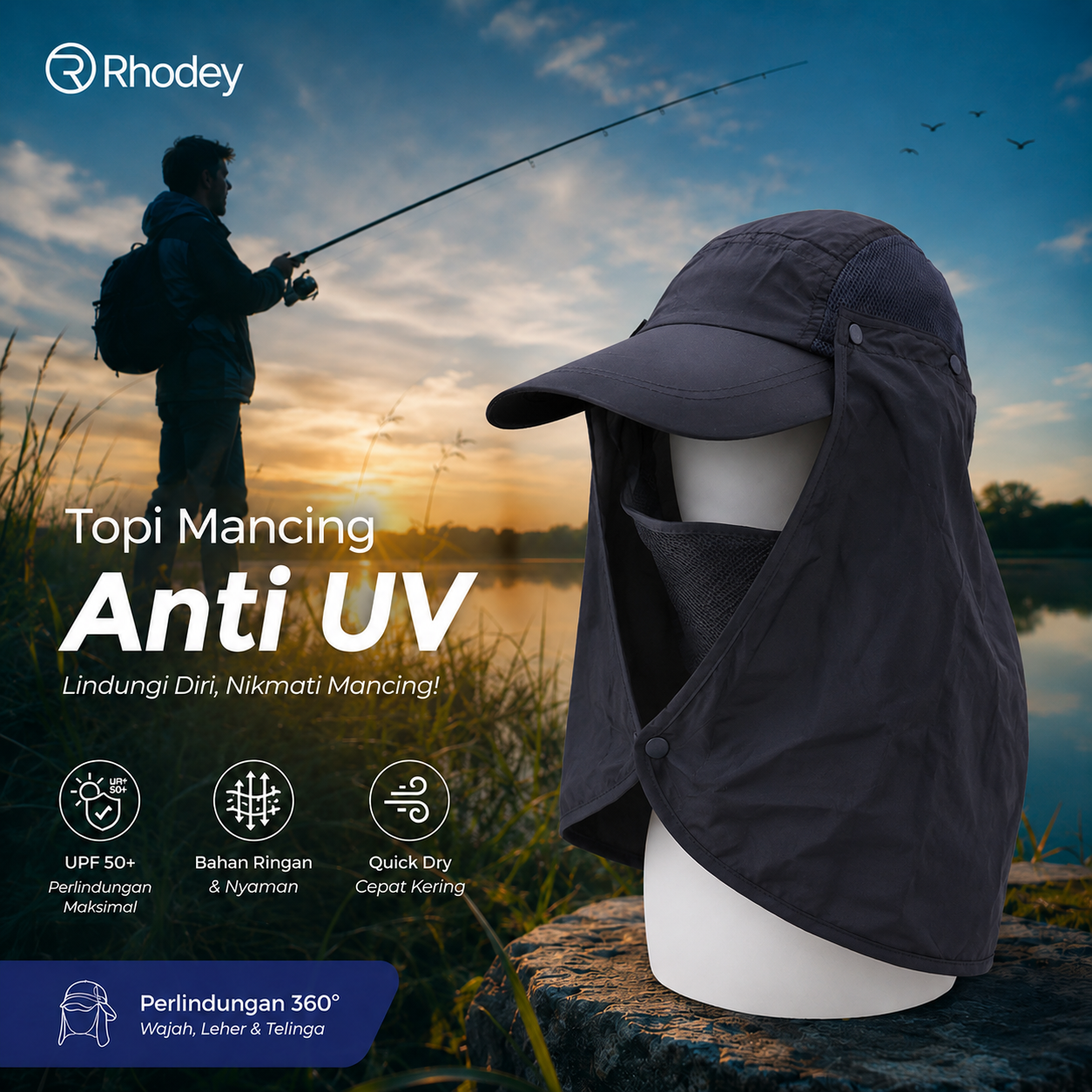 Rhodey Topi Jepang Mancing Anti UV Outdoor Fishing Hat Nylon - MH011 Gambar produk Rhodey Topi Jepang Mancing Anti UV Outdoor Fishing Hat Nylon - MH011 - Utama
