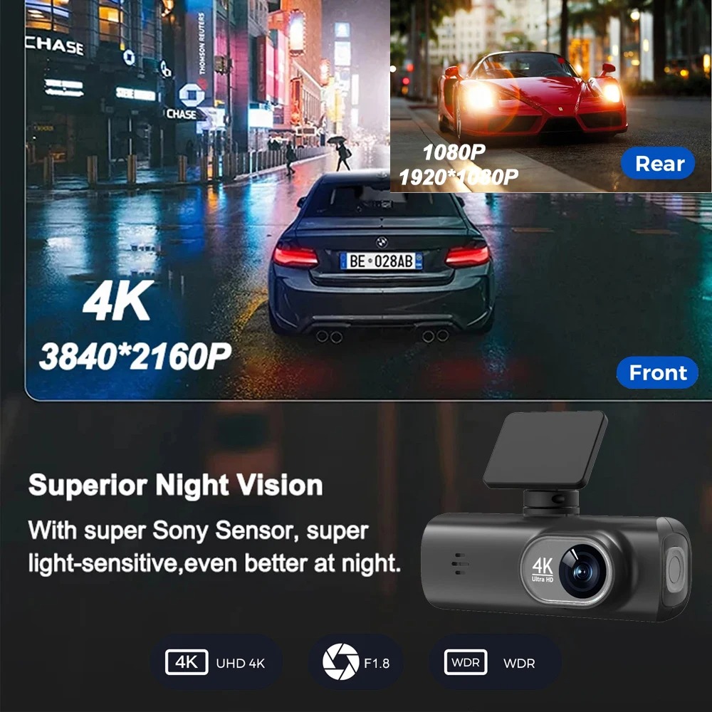 Taffware Dashcam Mobil Detachable Depan Belakang 24H Parking 1080P 4K - V22B Gambar produk Taffware Dashcam Mobil Detachable Depan Belakang 24H Parking 1080P 4K - V22B - 2