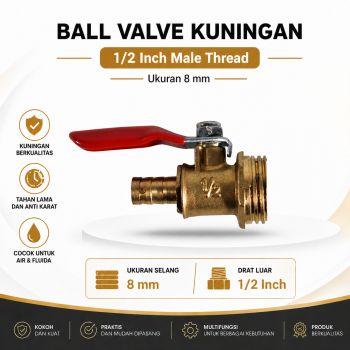 MAXLA Stop Kran Air Ball Valve Kuningan Male Thread 1/2 Inch - DN30