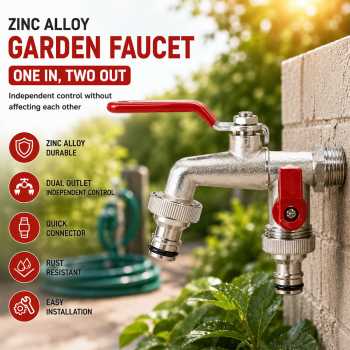 IB Keran Air Outdoor 1 Masuk 2 Keluar 1/2" Faucet Zinc Alloy - 1688