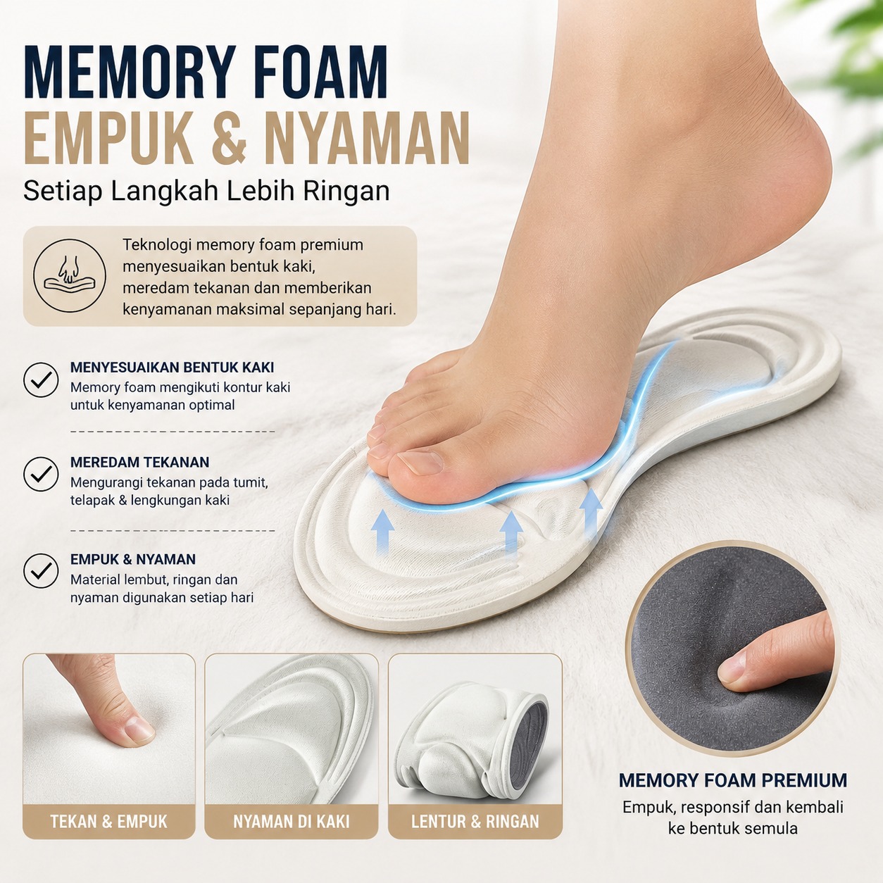 Gambar produk SSPORT Insole Sepatu Orthopedic Breathable 5D Massage Memory Foam 35-40 - 5050 - 5