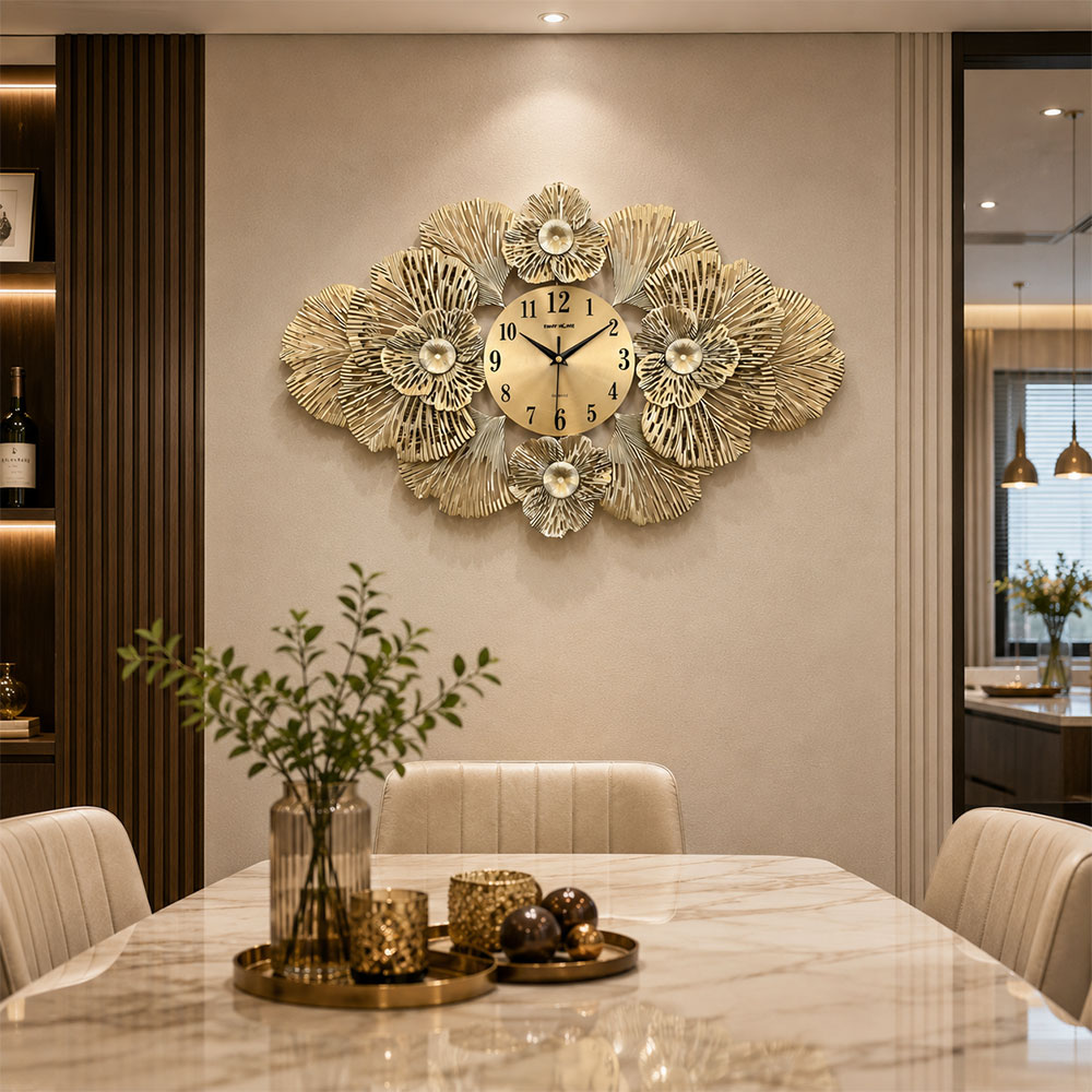TaffHOME Jam Dinding Besi Flower Luxury Quartz Movement 59.5cm - 26006 Gambar produk TaffHOME Jam Dinding Besi Flower Luxury Quartz Movement 59.5cm - 26006 - 3