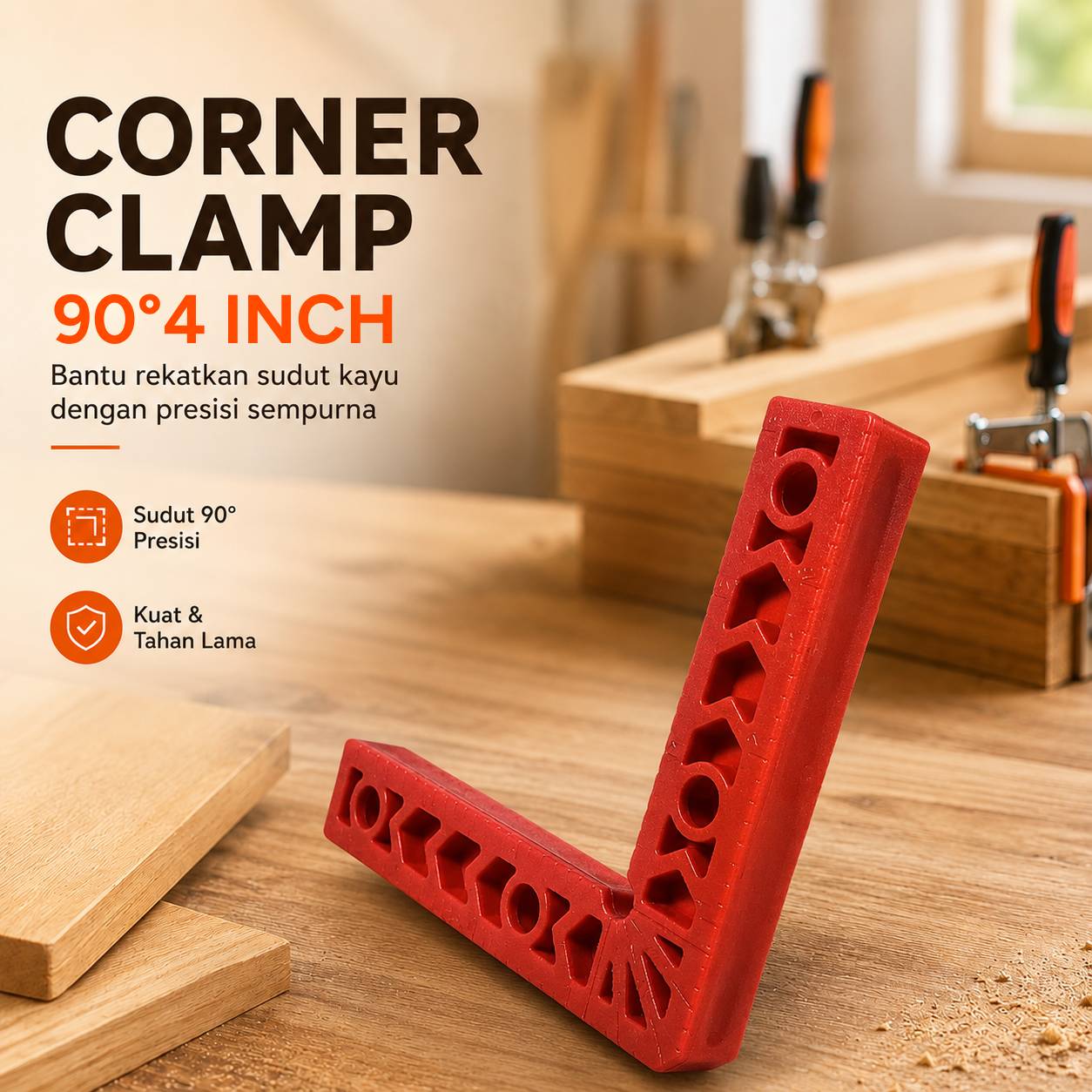 Gambar produk DURATEC Corner Clamp Penjepit Sudut Frame Kaca Kayu Angle 90 Derajat 4 Inch - 867 - Utama