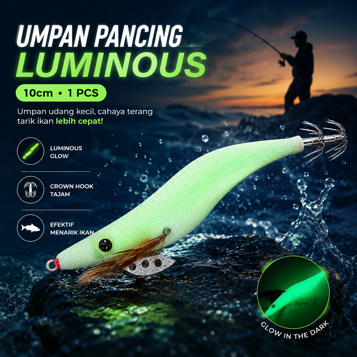 Gambar produk TaffSPORT Umpan Pancing Udang Luminous Bait Fishing Lure 10cm 1 PCS - HS1039 - Utama