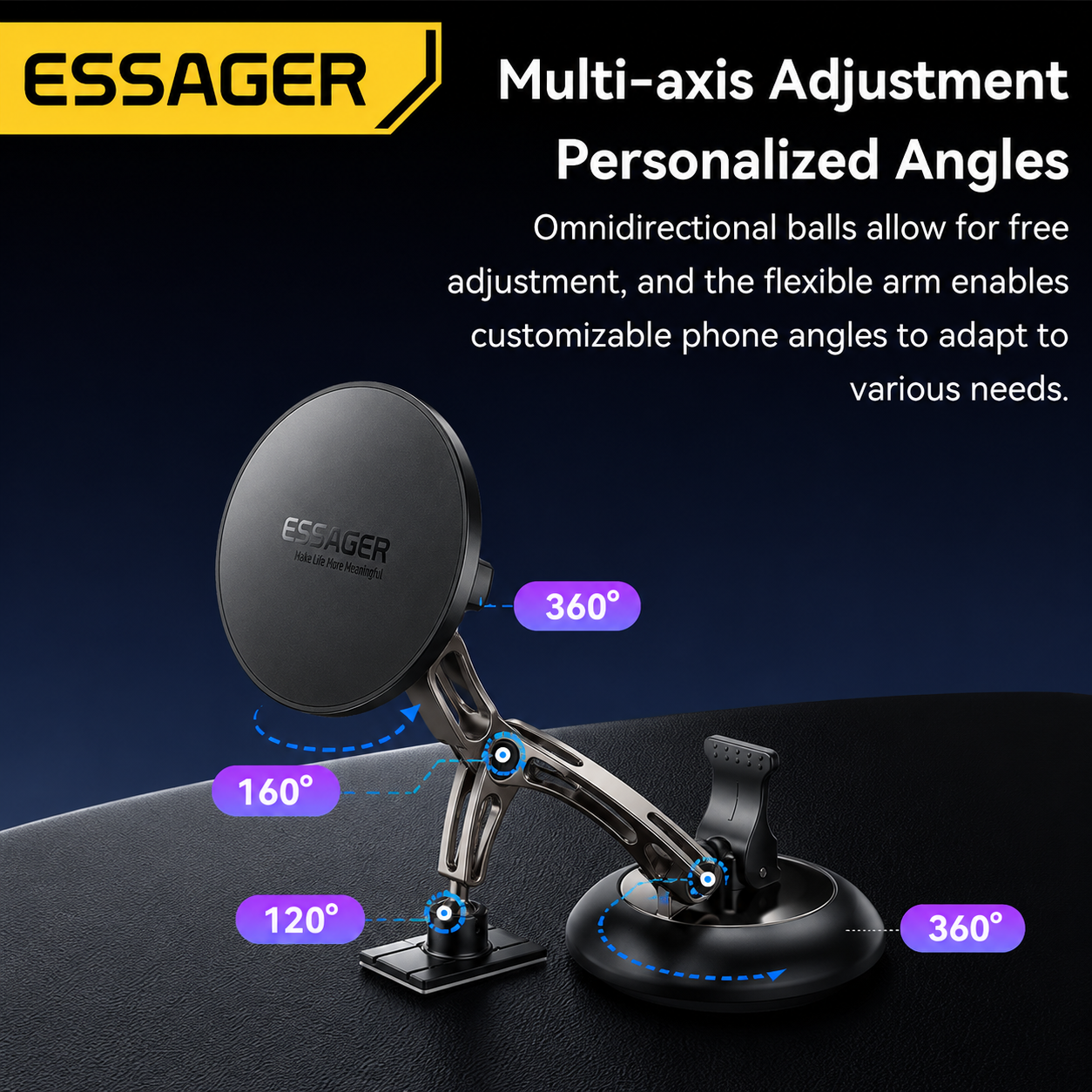 Gambar produk ESSAGER Holder HP Mobil Magnetic N52 360 Rotation Car Phone Holder - ES-ZJ40 - 3