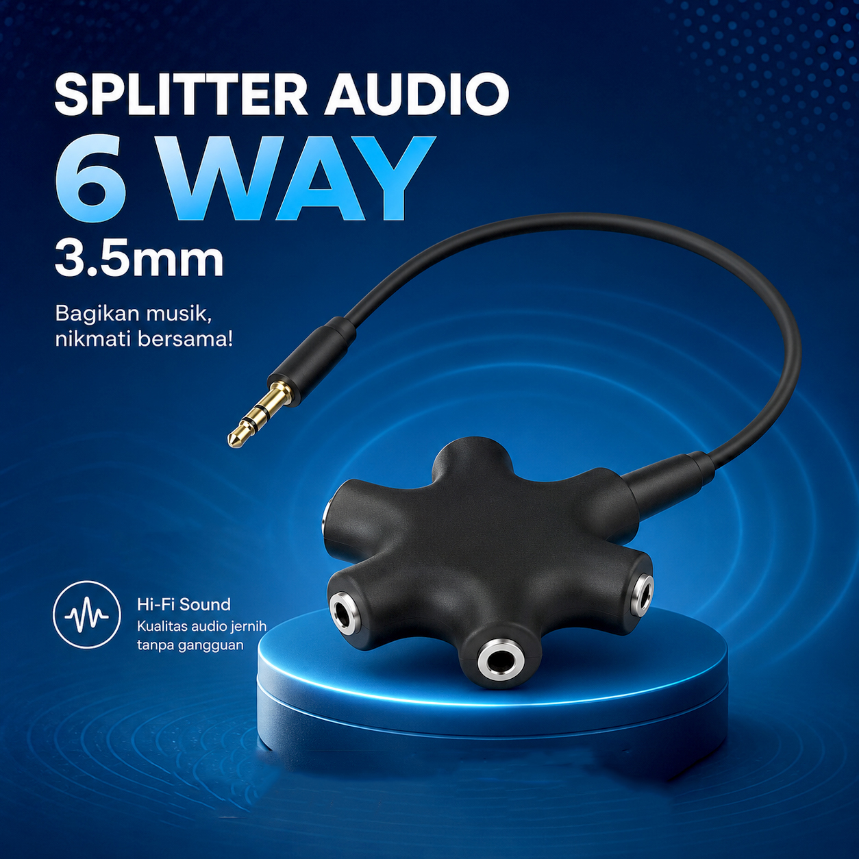 Gambar produk ALLOYSEED Splitter 6 Way Port Male to 5 Female Audio Earphone 3.5mm - JLT108 - Utama