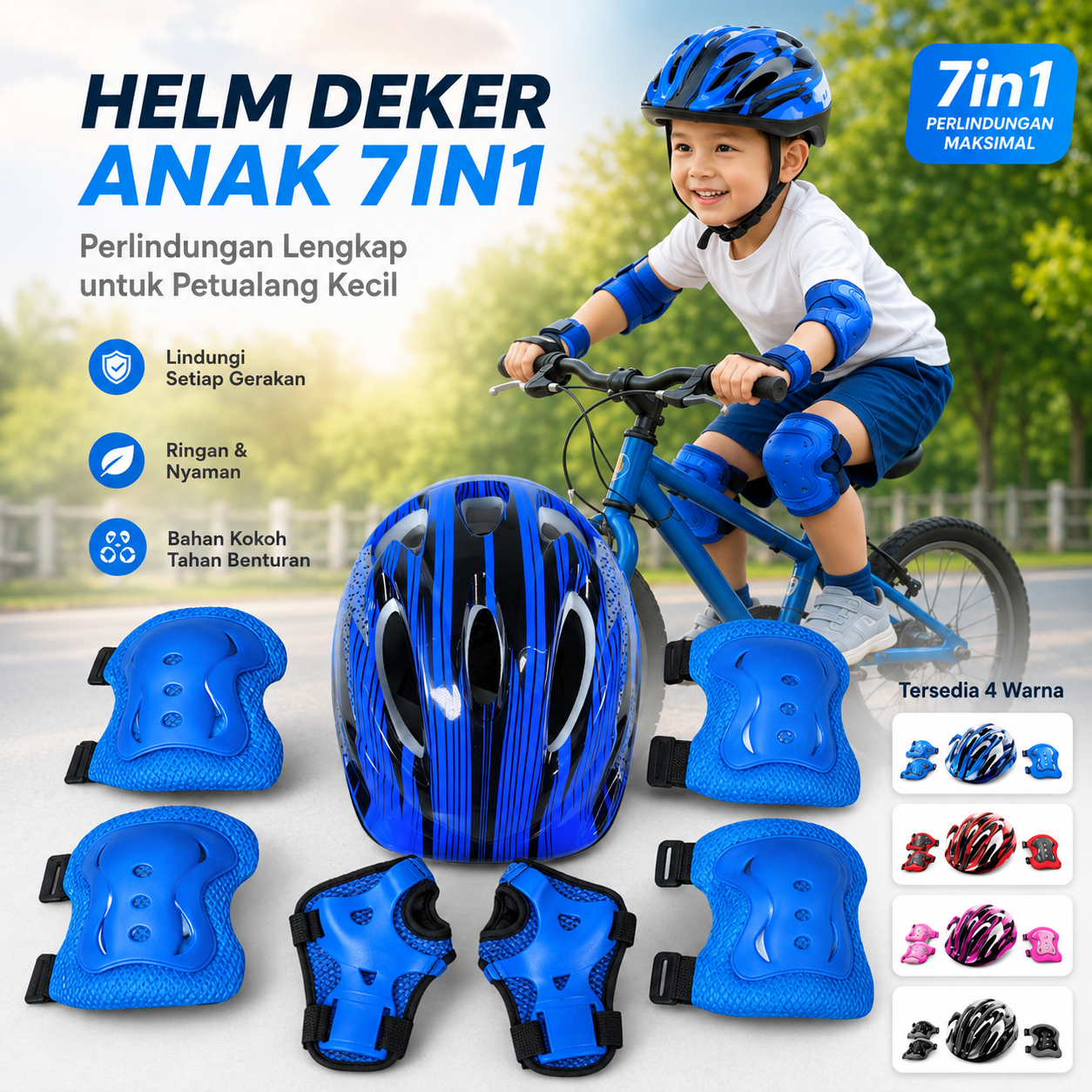 TaffSPORT Paket Helm Deker Anak 7in1 Protective Gear Sport Activity - K25 Gambar produk TaffSPORT Paket Helm Deker Anak 7in1 Protective Gear Sport Activity - K25 - Utama