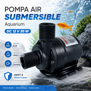 Gambar produk Taffware Pompa Air Celup Multifungsi Aquarium Submersible Pump 12V 30W - ZYW890