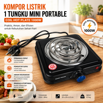 TaffHOME Kompor Listrik 1 Tungku Mini Portable Coil Hot Plate 1000W - SHP-5701