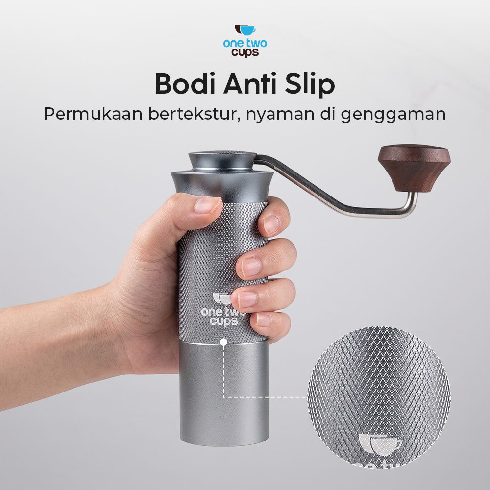 One Two Cups Penggiling Kopi Manual Coffee Grinder Stainless 420 - X1 Gambar produk One Two Cups Penggiling Kopi Manual Coffee Grinder Stainless 420 - X1 - 4