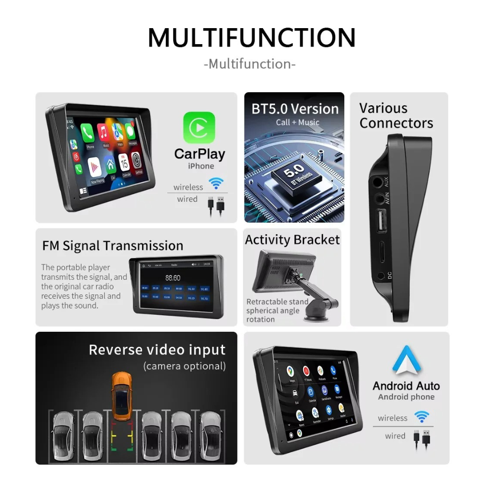 BQCC Head Unit Tape Mobil MP5 Bluetooth CarPlay Android Auto 7 Inch - B5300 Gambar produk BQCC Head Unit Tape Mobil MP5 Bluetooth CarPlay Android Auto 7 Inch - B5300 - 2